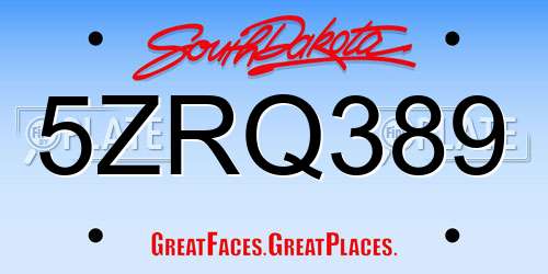 5ZRQ389 South Dakota License Plate