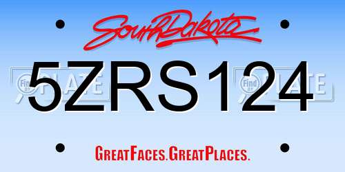 5ZRS124 South Dakota License Plate