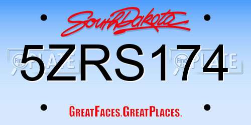 5ZRS174 South Dakota License Plate