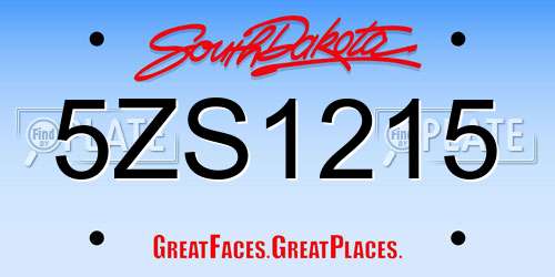 5ZS1215 South Dakota License Plate