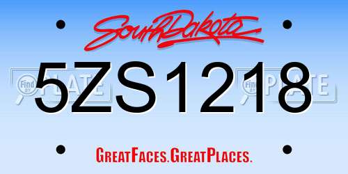 5ZS1218 South Dakota License Plate