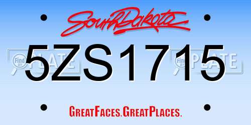 5ZS1715 South Dakota License Plate