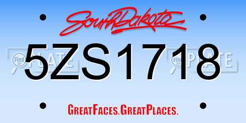 5ZS1718 South Dakota License Plate