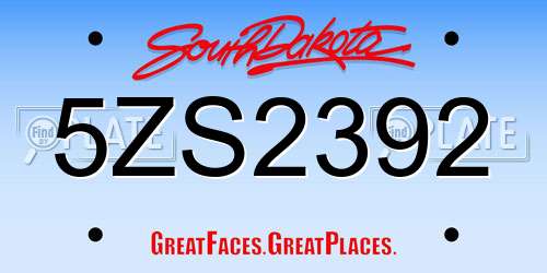 5ZS2392 South Dakota License Plate