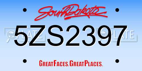 5ZS2397 South Dakota License Plate