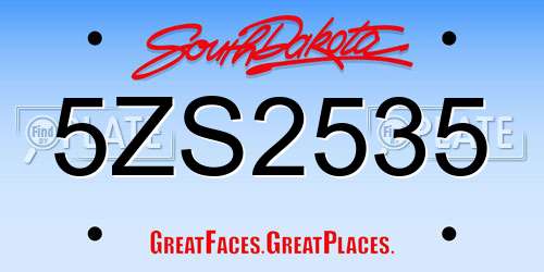 5ZS2535 South Dakota License Plate