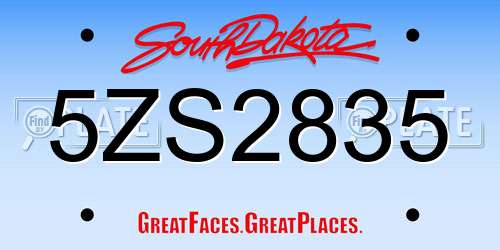 5ZS2835 South Dakota License Plate