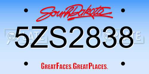 5ZS2838 South Dakota License Plate