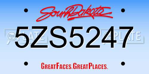 5ZS5247 South Dakota License Plate
