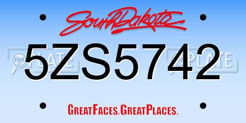 5ZS5742 South Dakota License Plate