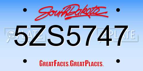 5ZS5747 South Dakota License Plate