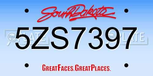 5ZS7397 South Dakota License Plate