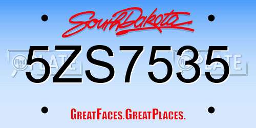 5ZS7535 South Dakota License Plate