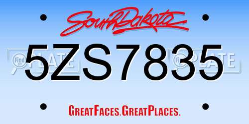 5ZS7835 South Dakota License Plate