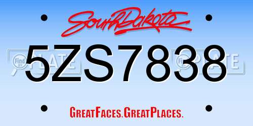 5ZS7838 South Dakota License Plate