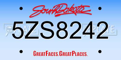5ZS8242 South Dakota License Plate