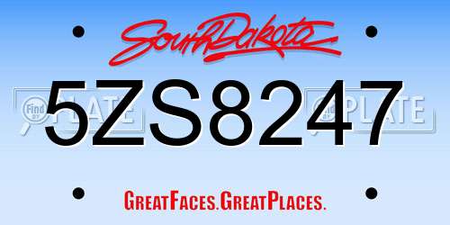 5ZS8247 South Dakota License Plate