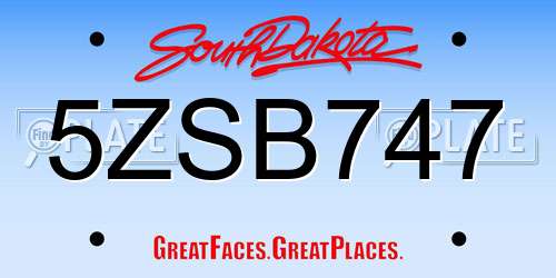 5ZSB747 South Dakota License Plate