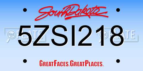 5ZSI218 South Dakota License Plate