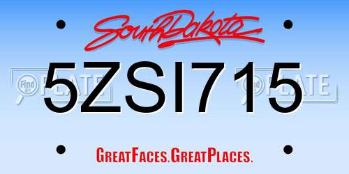 5ZSI715 South Dakota License Plate
