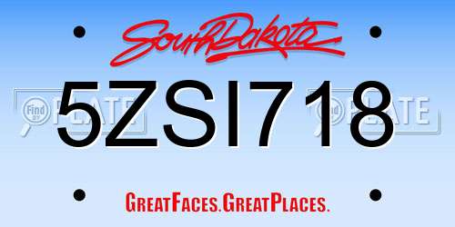 5ZSI718 South Dakota License Plate
