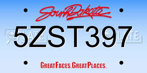 5ZST397 South Dakota License Plate