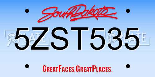 5ZST535 South Dakota License Plate