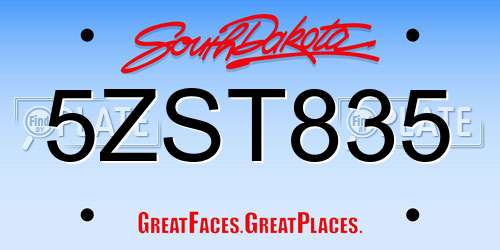 5ZST835 South Dakota License Plate