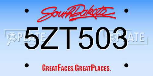 5ZT503 South Dakota License Plate