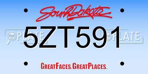 5ZT591 South Dakota License Plate