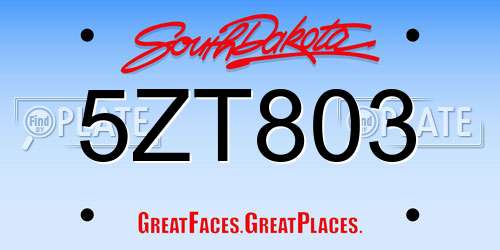 5ZT803 South Dakota License Plate