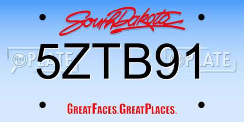 5ZTB91 South Dakota License Plate