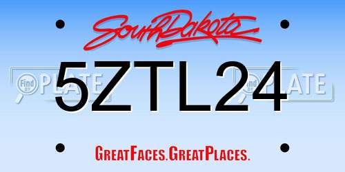 5ZTL24 South Dakota License Plate