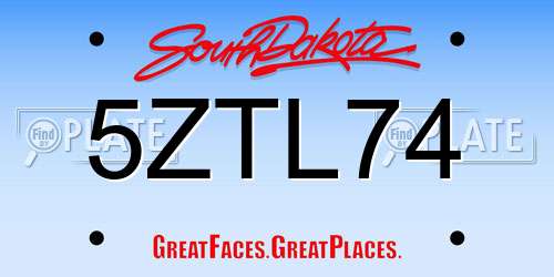5ZTL74 South Dakota License Plate