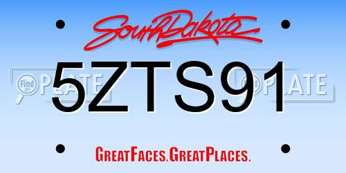 5ZTS91 South Dakota License Plate