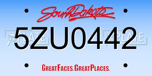 5ZU0442 South Dakota License Plate