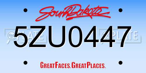 5ZU0447 South Dakota License Plate