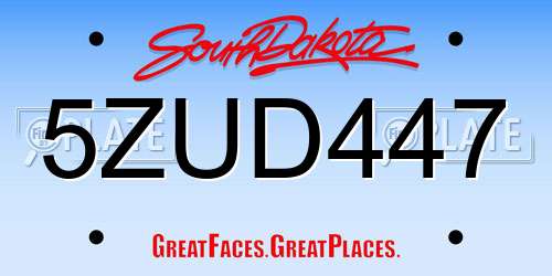 5ZUD447 South Dakota License Plate