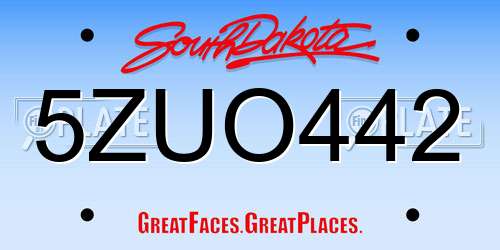 5ZUO442 South Dakota License Plate