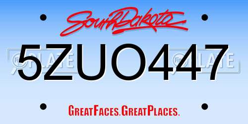 5ZUO447 South Dakota License Plate