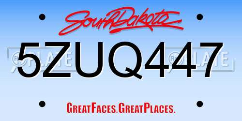 5ZUQ447 South Dakota License Plate