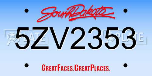 5ZV2353 South Dakota License Plate