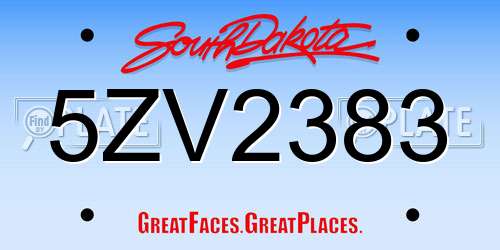 5ZV2383 South Dakota License Plate