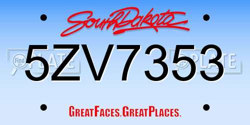 5ZV7353 South Dakota License Plate