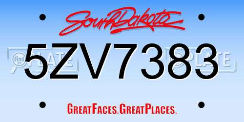 5ZV7383 South Dakota License Plate