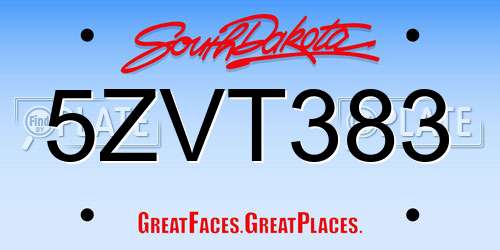 5ZVT383 South Dakota License Plate