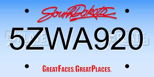 5ZWA920 South Dakota License Plate