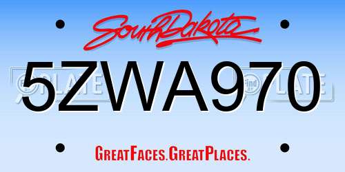 5ZWA970 South Dakota License Plate