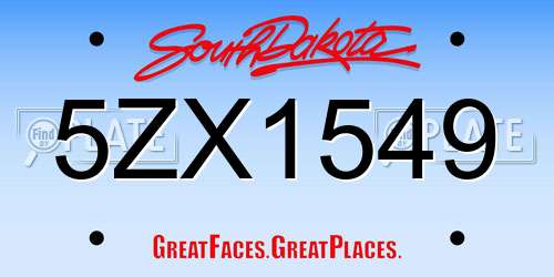 5ZX1549 South Dakota License Plate