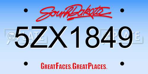 5ZX1849 South Dakota License Plate